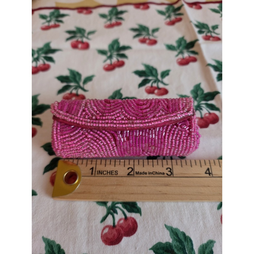Mary Kay Signature Hot Pink Lipstick Beaded Case Holder Mirror Lip Gloss Glam - Picture 8 of 9